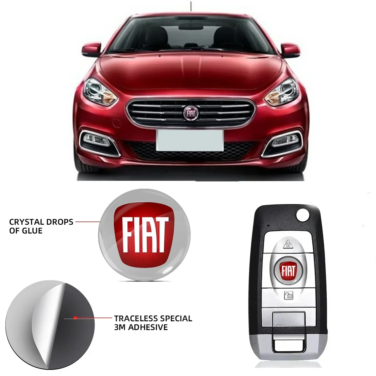 

14mm Car Logo Key Decoration Emblem Badge Accessories For FIAT 500 Grande Stilo Freemont Punto Astra Bravo Ducato