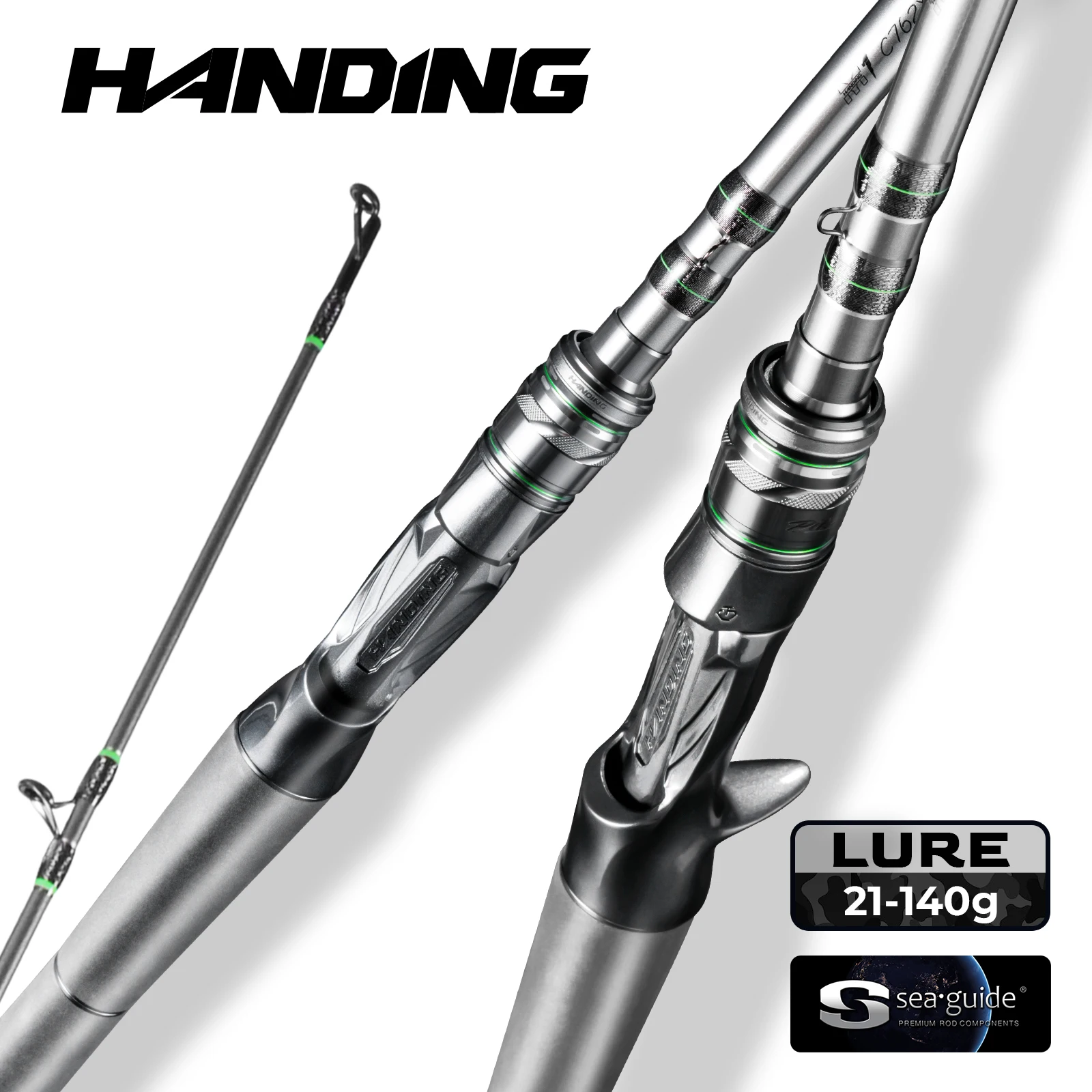 HANDING M1 Pike H/XH Fishing Rods 140g Lure Weight Powerful Snakehead Casting Rods 2.28-2.44M Length Fast Action Handle Giant