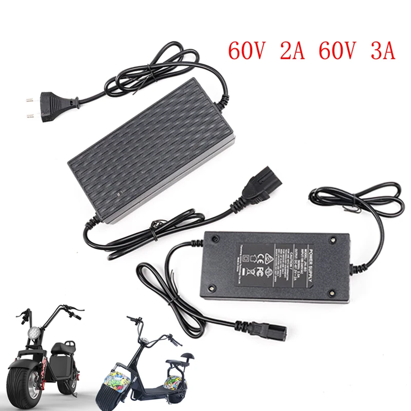 For Citycoco Electric Scooter Electric Bicycle Lithium Battery Charger 67.2V 60V 2A 3A European Standard Power Charger