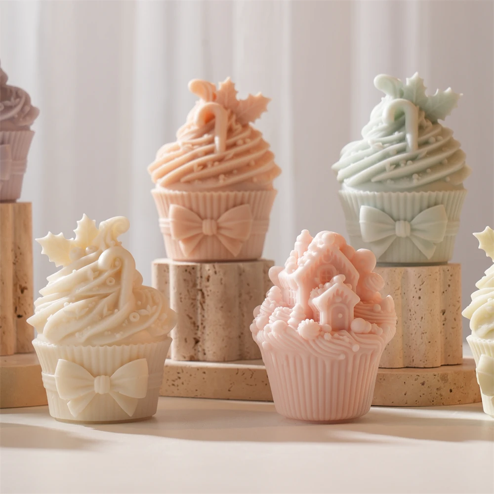 

Christmas Snow House Cup Silicone Mold Christmas Ornament Poinsettia Leaf Candle Mold for DIY Soy Wax