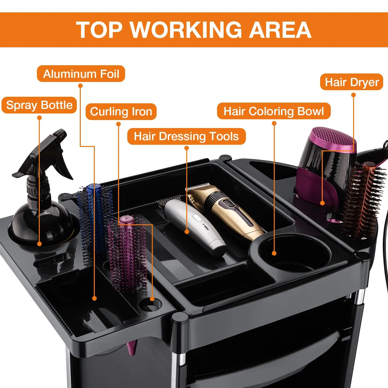 6-Layer Salon Cart Heavy-Duty Aluminum Alloy Beauty Trolley with Wheels for Hair Salon, SPA  Barber Storage & Rolling Station