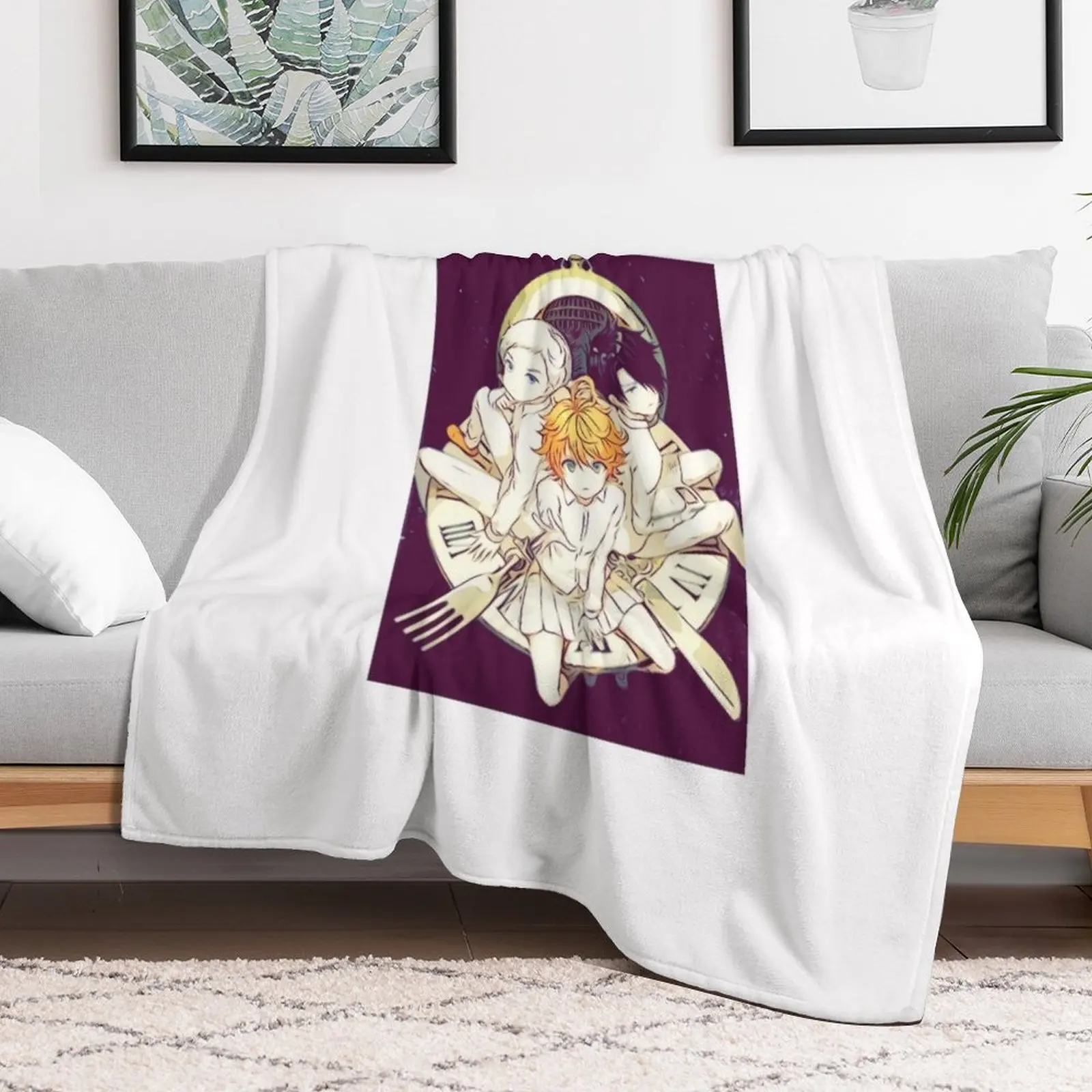 ياكوسوكو نو نيفرلاند | نيفرلاند الموعودة - إيما، نورمان آند راي (رسم) رمي بطانية منقوشة لحاف ديكور البطانيات #2