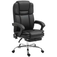 Vinsetto Office Chair Massage Recliner Ergonomic Desk Chair with Heat Footrest Adjustable Height Black PU Leather