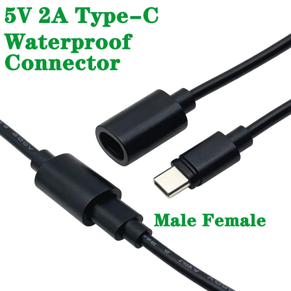 5V 2A  2P Type-C USB Type C Male Female Jack Welding Wire Connector Straight For Monitoring Mobile Charging Port Charging Socket