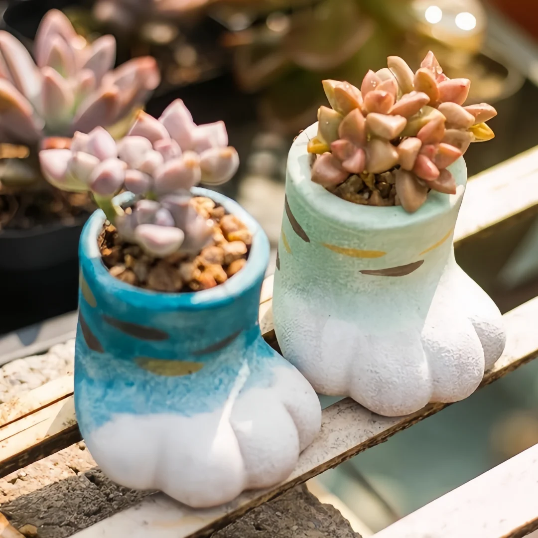 Cat paw Succulent Pot Concrete Silicone Mold Gypsum Cement Epoxy Resin Self-made Desktop Decoration Mold