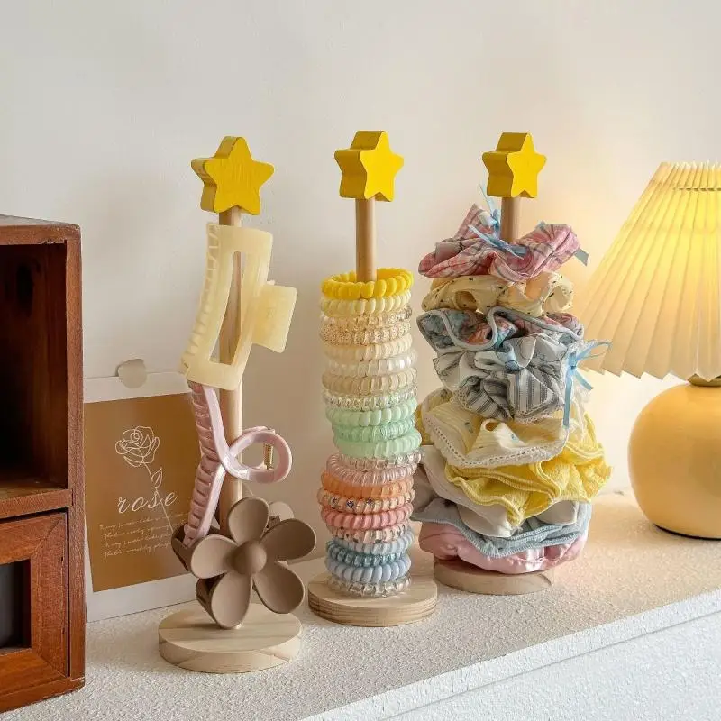 Wood Desktop Hair Rope Holder Multi-purpose Jewelry Bracelet Organizer Display Holder For Watches Bracelets Scrunchies Hair Band