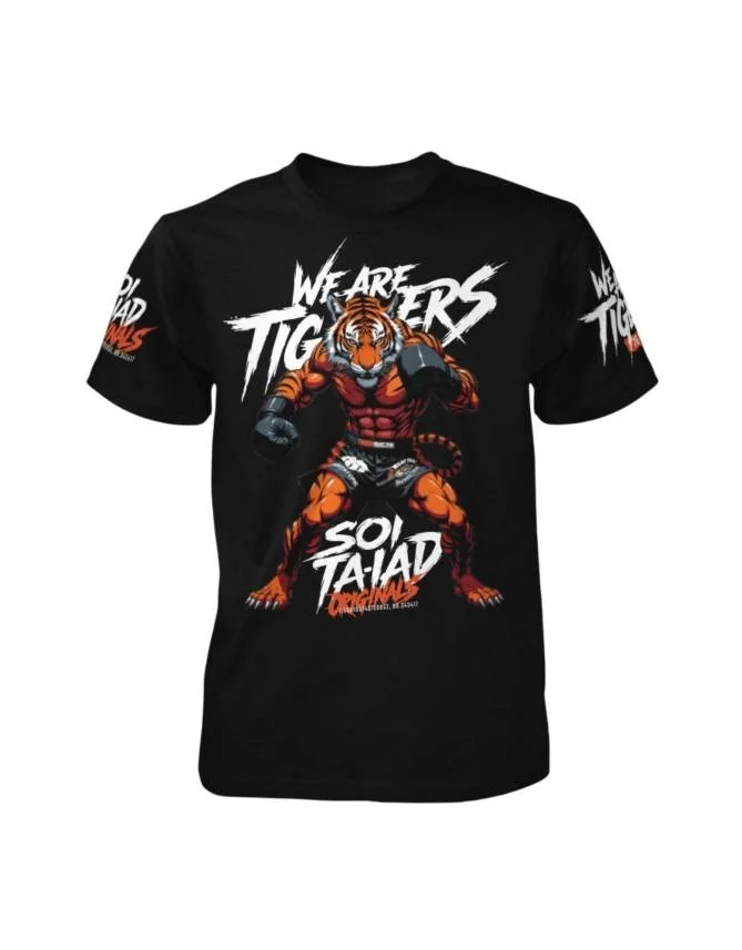 Muay Thai Street Cool Fighting Style Short Sleeve Tee, Quick Dry Breathable Shirt for Sports Gathering and Casual Street Wear