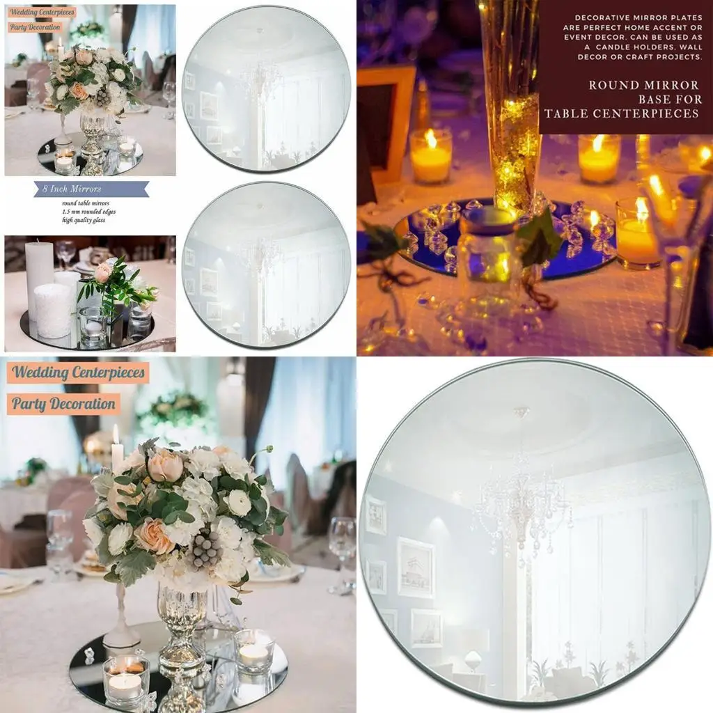 

G6KF Round Acrylic Mirror Tray 8inch Circle Mirror Plate Decor Accessory