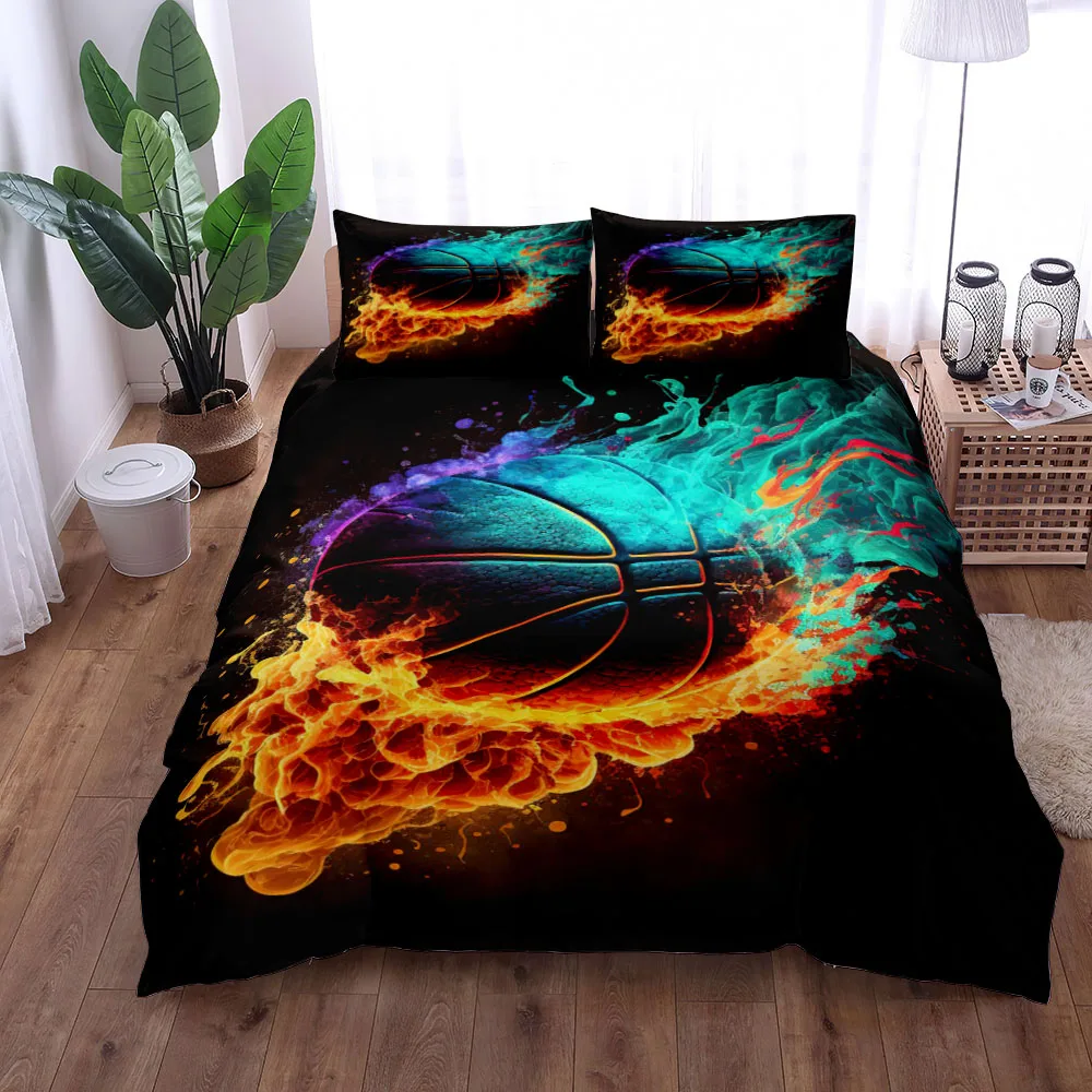 Poster Basketball Athlete Duvet Cover Set King Queen Double Full Twin Single Size Bed Linen Set