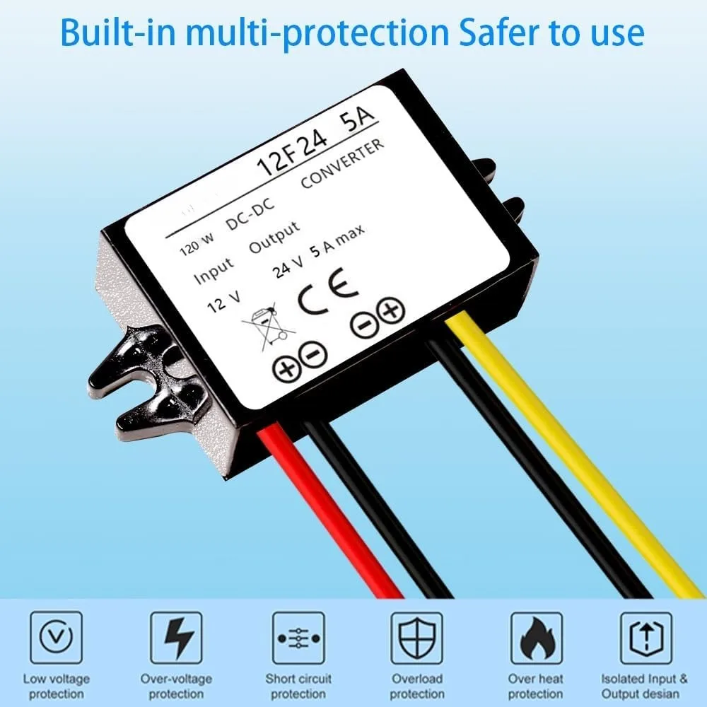 DC/DC 12V To 24V Converter 5A Step Up Converter Voltage Waterproof Power Supply Module Boost Transformer For Car Truck Vehicle