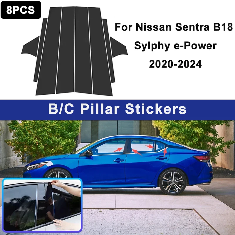 

For Nissan Sentra B18 Sylphy e-Power 2020-2024 Window B C Pillar Post Cover Trim Stickers Door Column Decorative Parts