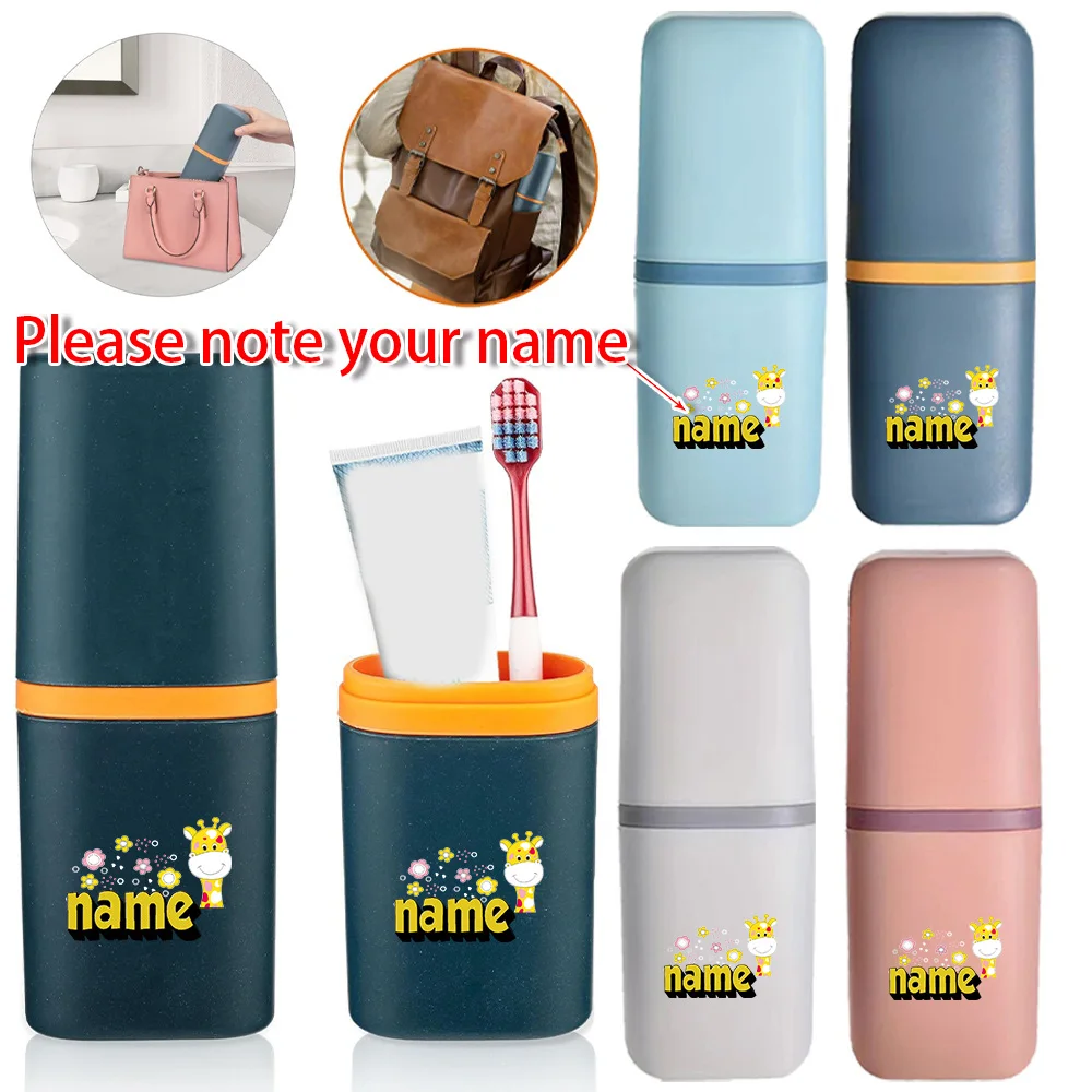 

Customized Name Mouthwash Cup Large Capacity Detachable Toothbrush Box Travel Organizer Portable Toothpaste Case Comb Shaver DIY