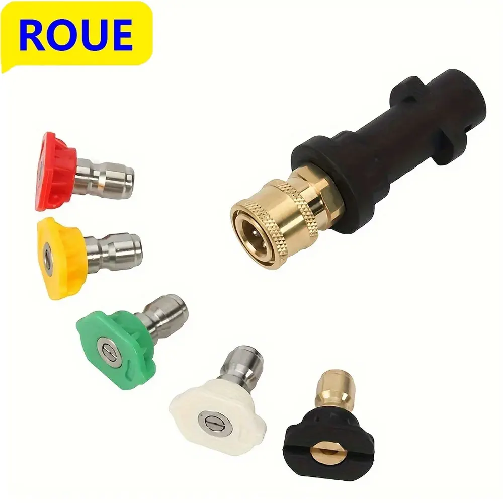 For Karcher K2-K7 Compatible Pressure Washer Accessory Kit with 5 Quick Connect Spray Nozzles, Foam Cannon Adapter ROUE