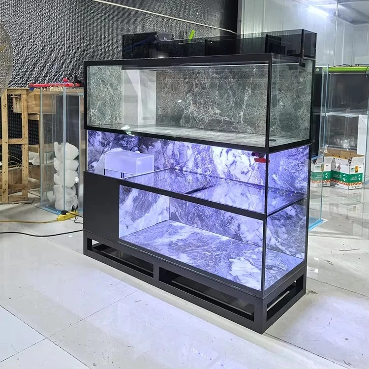 aDual Layer Aquarium with Top Filter System | Fish & Turtle Breeding Tank, Marble Design