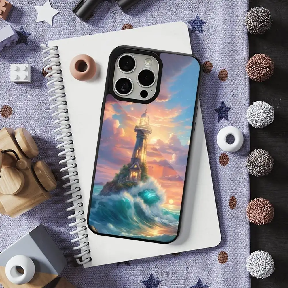 Beauty Lighthouse Phone Case  For iPhone 16,17,15,14,13,12,11,Pro,Max,Plus,Mini,Magsafe,Magnetic Wireless Charging Case