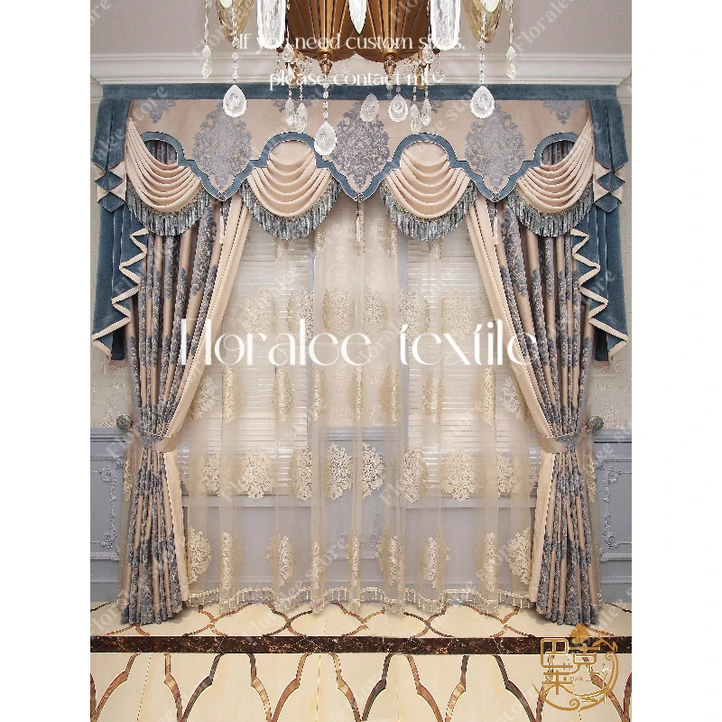 

American Luxury Curtains Retro European Window Screen High-end Chenille Curtains for Living Room Bedroom Blackout Curtains