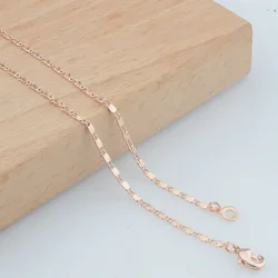 1pcs 2mm 3mm Womens 585 Rose Gold Color 50cm 60cm Smart Carving Link Chain Necklace