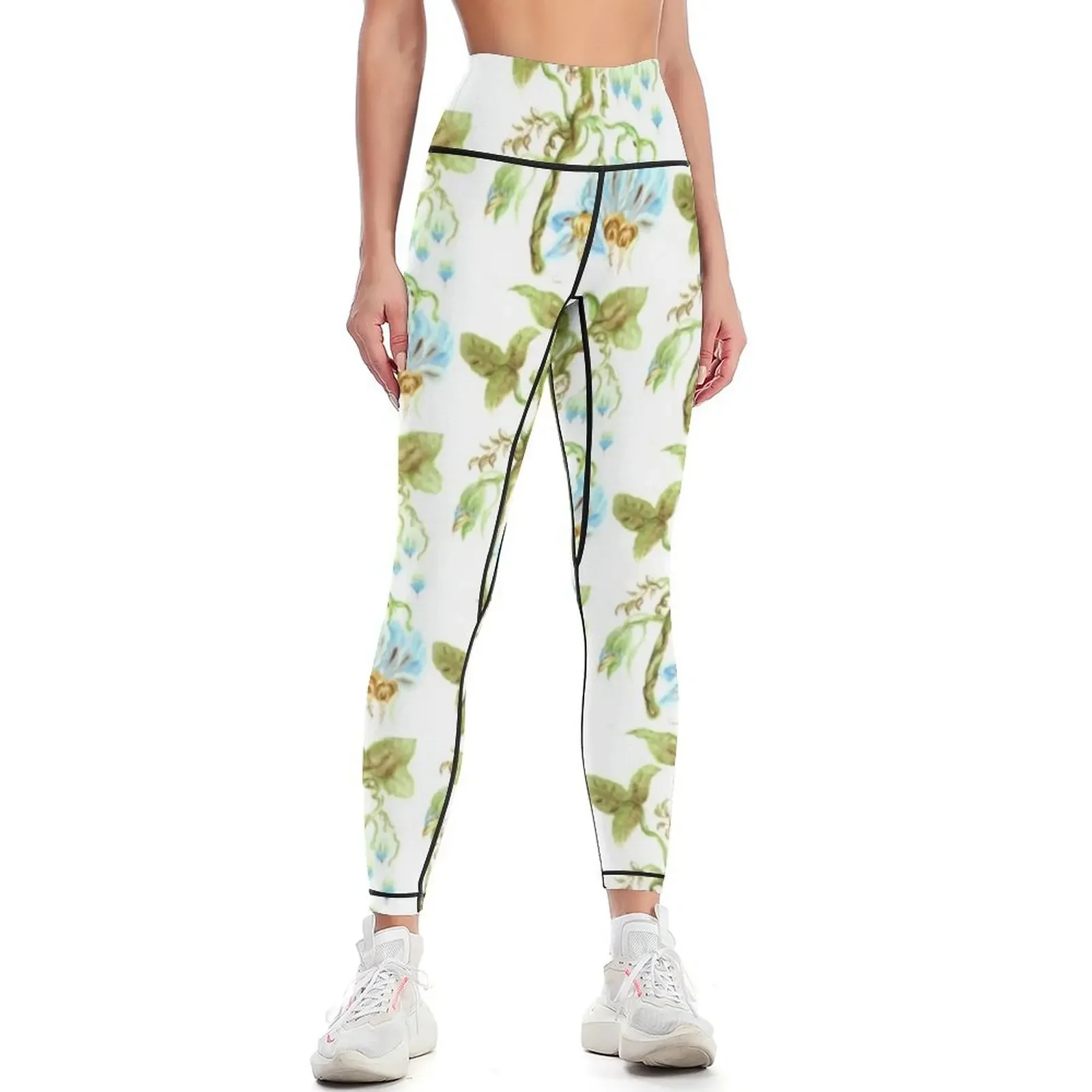 

Emotional Blue Flower Leggings Women's gym legings for fitness workout clothes for sport pants Womens Leggings