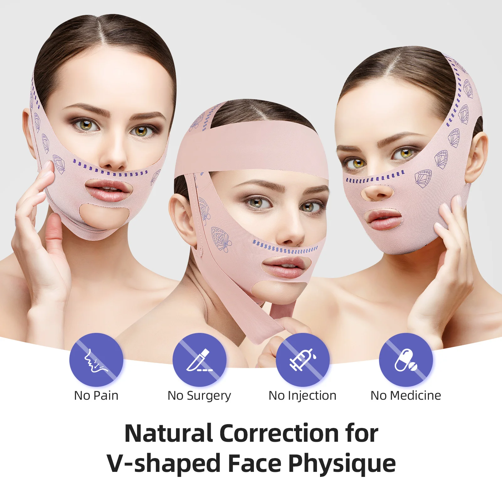 V Shaped Mask Strap Double-Chin Reducer Face Slimming Bandage Face Lifting Belt Double Deck Tightener Slim Strap