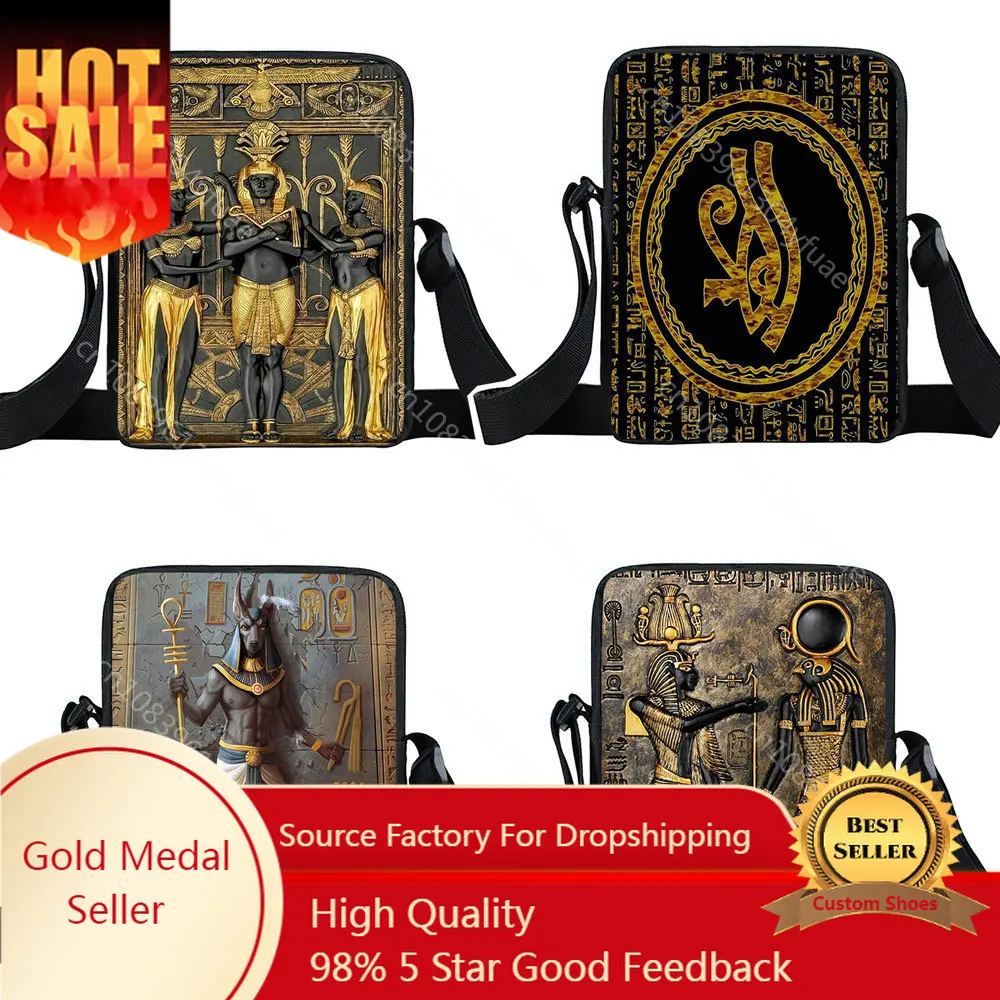 

Egyptian Art Print Crossbody Bag Egypt Pharaoh Anubis Messenger Bags Small Satchel Women Handbag Vintage Shoulder Bag for Travel