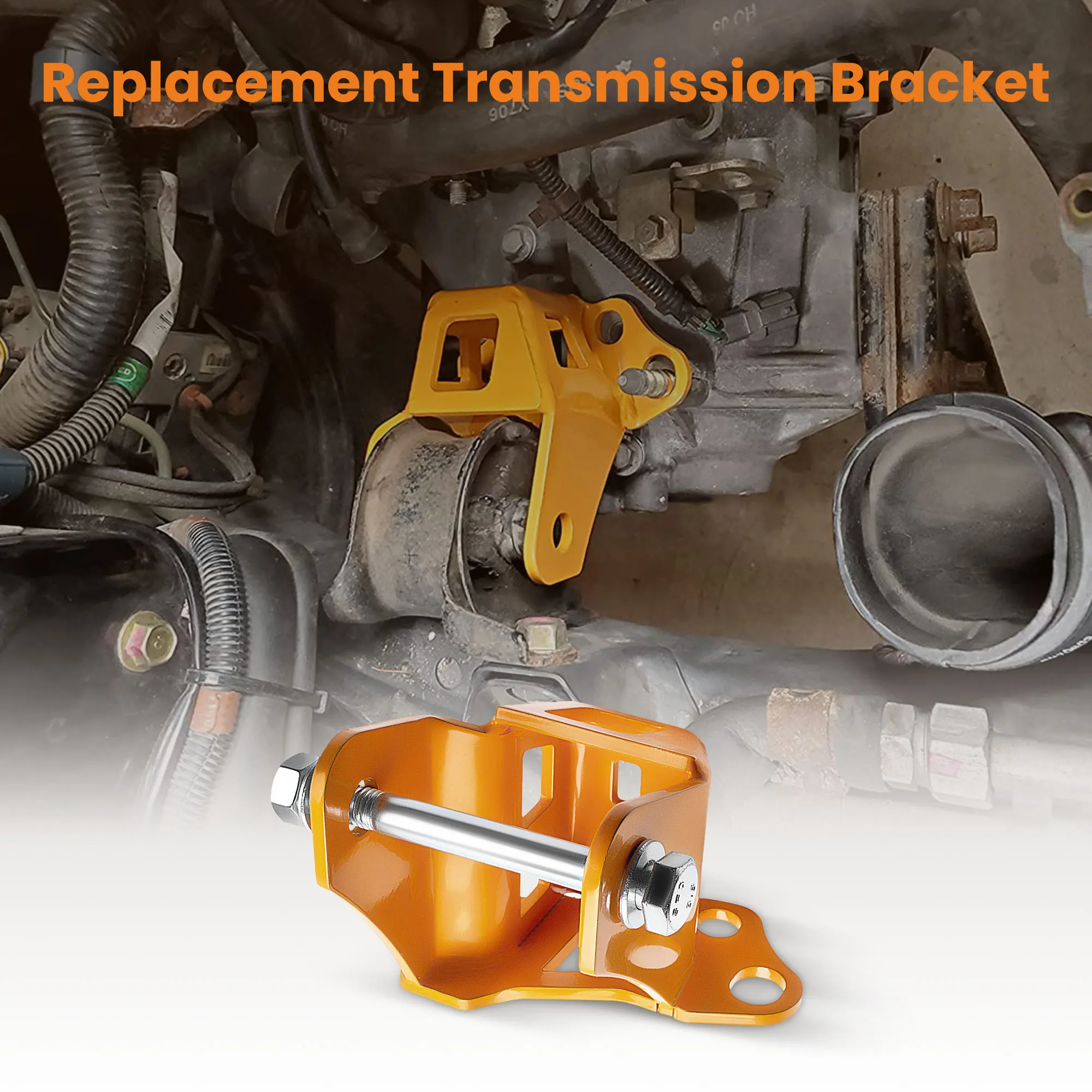 

Replacement Passenger Transmission Bracket for 10022-sb for Honda Civic Yellow CAD/CAM Designed.