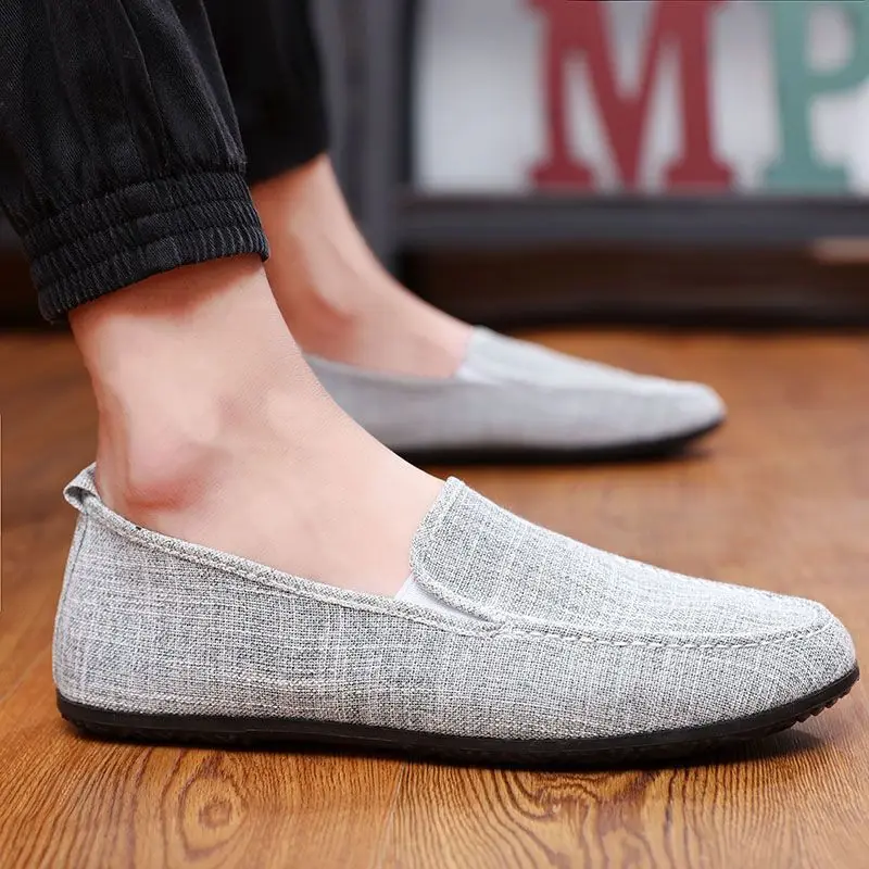 Loafers Shoes Men Slip-On Lightweight Men's Casual Canvas Shoes Summer Fashion Versatile One Step Lazy Shoes Driving Shoes Man