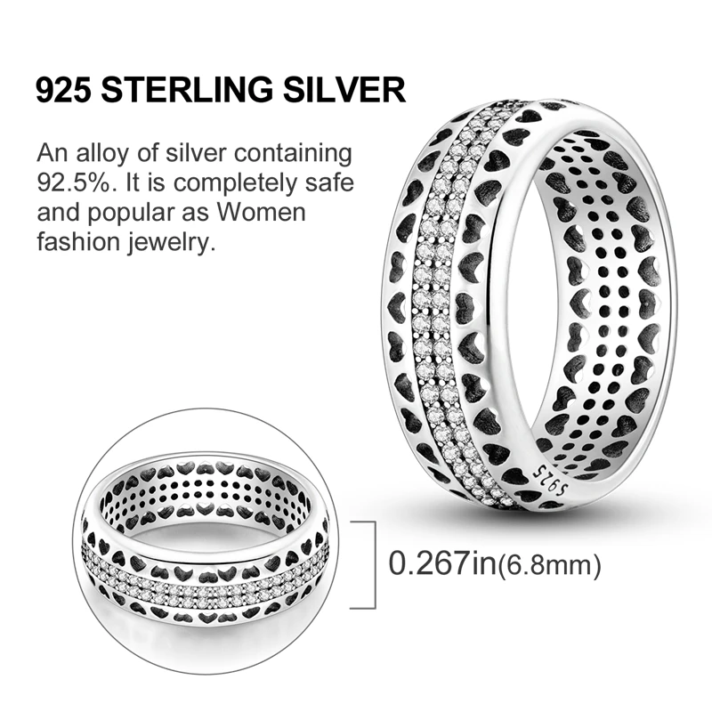 Hot Sales 925 Sterling Zilveren Ringen Oneindige Liefde Ster Maan Voor Vrouwen Originele Zilveren 925 Trouwring Sieraden Gift - afbeelding 1