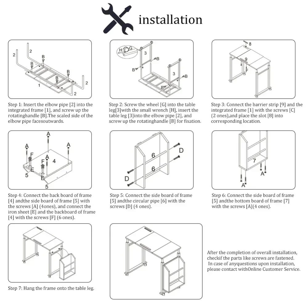 Adjustable Laptop Cart Mobile Computer Desk Overbed Writing Table with Wheels