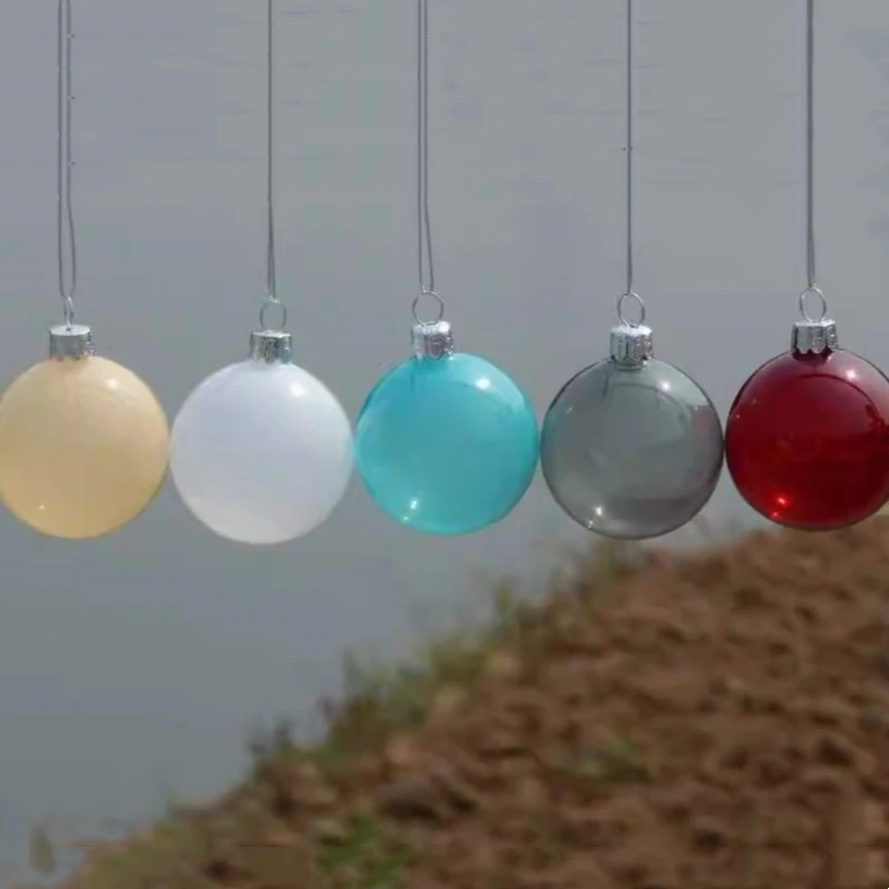 

8pcs/pack Diameter=8cm Different Color Painting Transparent Glass Ball Christmas Day Hanging Ornament Decorative Handmade