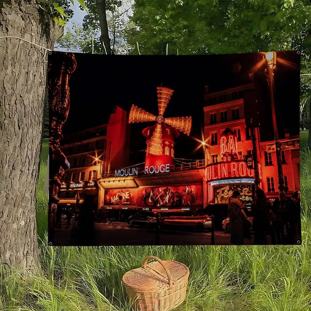 Classic Movie M-Moulin Rouge DIY Flag For Family Group Photo Living Room Home Dorm Decor Wall Art Decor Banner