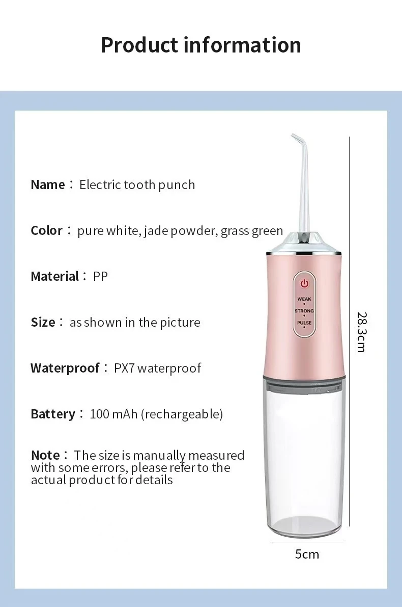 Portable Smart Electric Oral Irrigator Water Flosser 4 Jets 3 Modes Rechargeable Dental Water Jet Irrigator Dental Teeth Cleaner