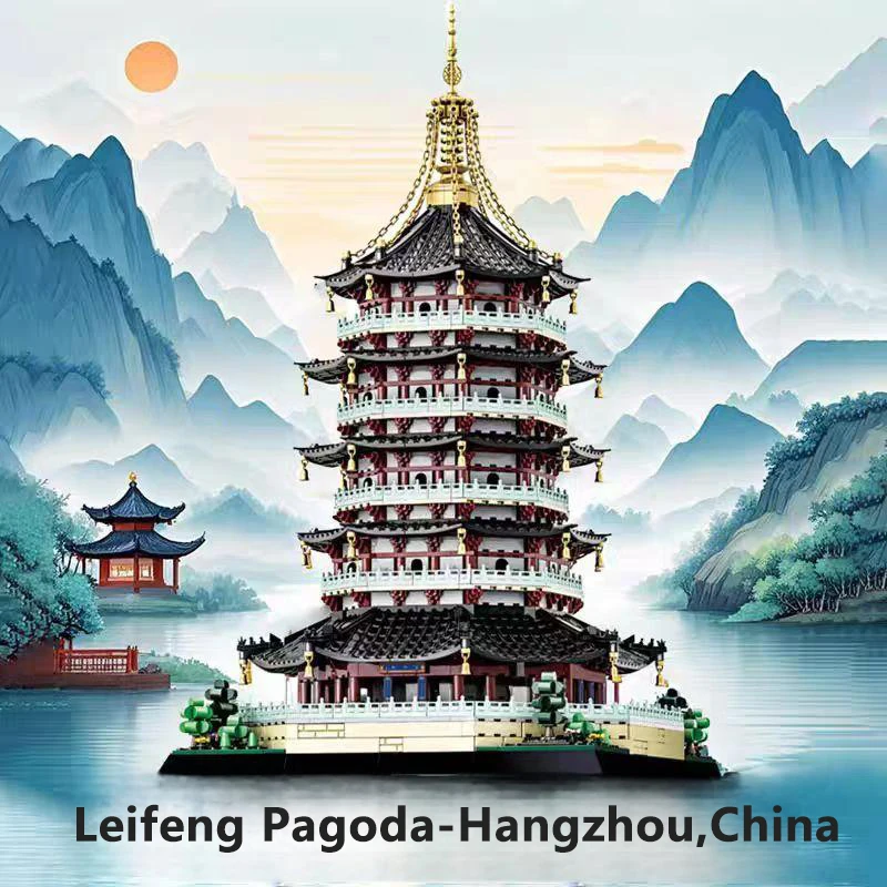

1498pcs Kids Building Block Toys for World China Historical Ancient Architecture Leifeng Tower Pagoda Model Building Brick Toys