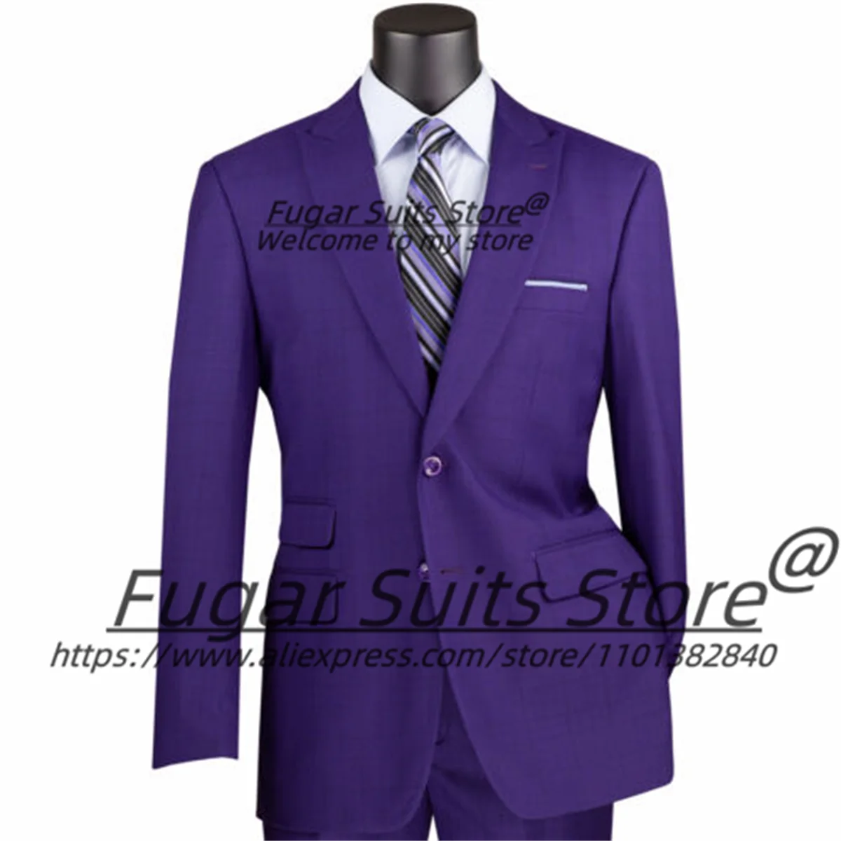 

British style Purple Formal Men Suits Slim Fit Peak Lapel Groom Formal Tuxedos 2 PCS Sets Casual Male Blazer trajes para hombre