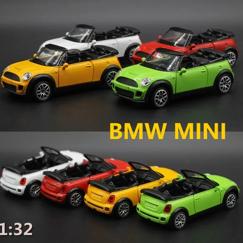 1:32 BMW MINI Convertible Sports Car Alloy Car Model Sound and Light Version Simulation Model Toy Children's Gift