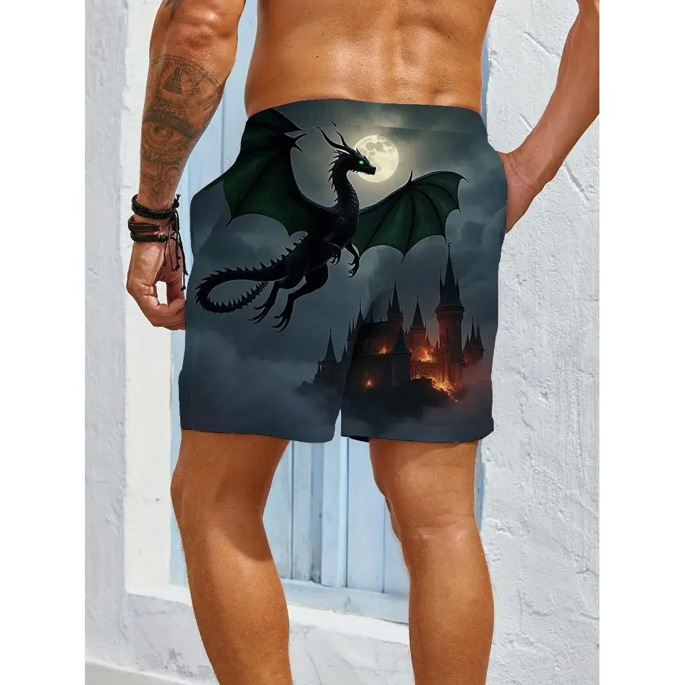 1pcs Men's Short swim trunks2026 Summer 3D Printed Short sleeve running Quick drying Polyester Breathable sweatpants