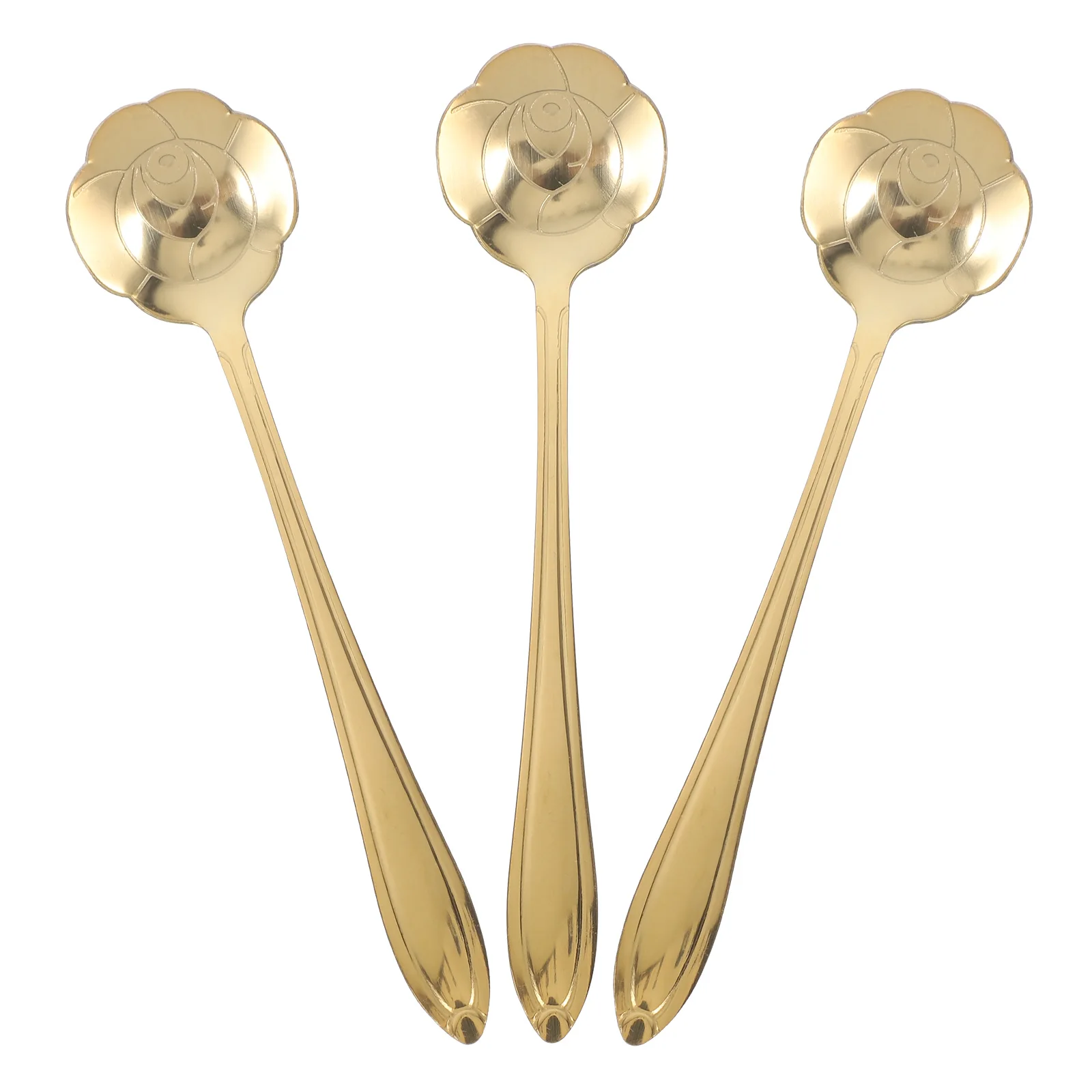 

3 Pcs Rose Design Stainless Steel Honey Coffee Portable Mini Dessert Spoon for Tea Juice Cocktails Safe Food Usage