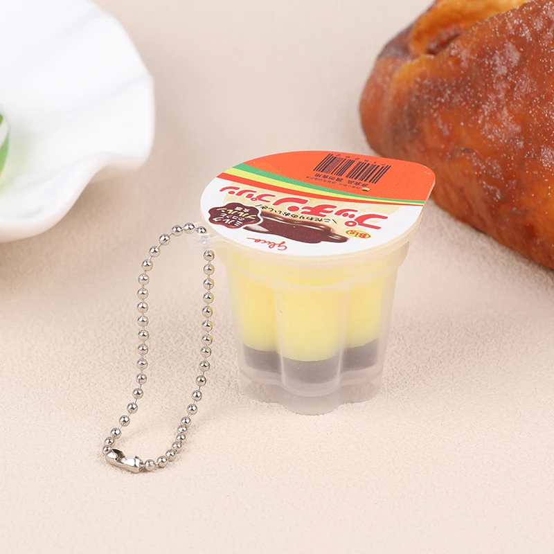 Novelty Pudding Pendant Food Play Reduce Pressure Keychain
