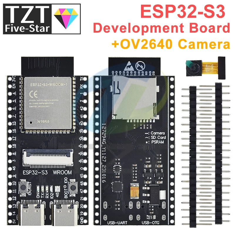 Imagem -03 - Tzt Cam Placa de Desenvolvimento Cam Wifi Módulo Bluetooth Câmera Ov2640 Wroom N16r8 Esp32-s3