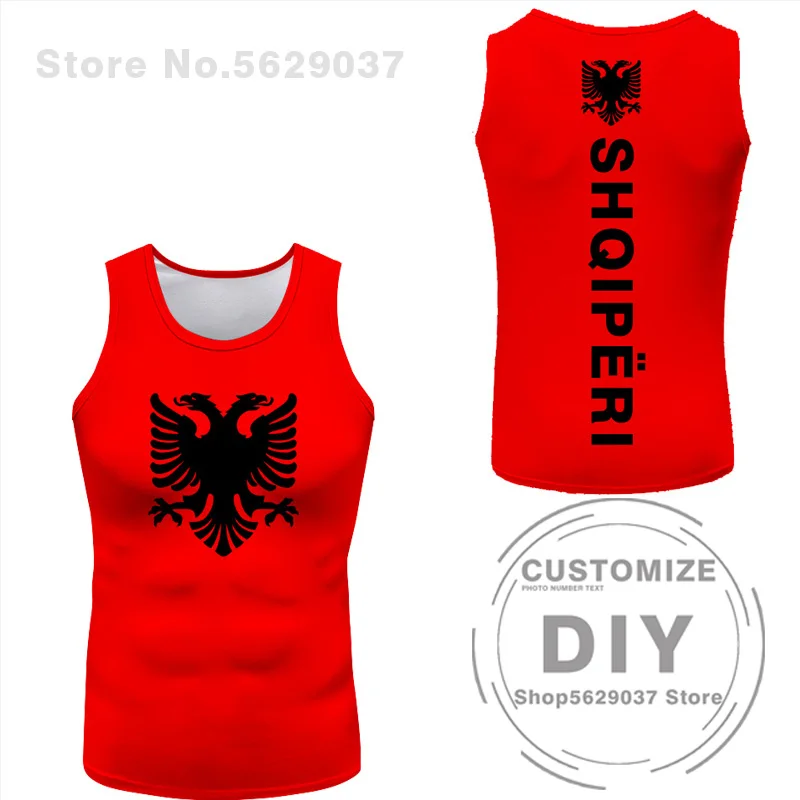 Albania Sleeveless Albanian Eagle Flag Men 3d Printed Vest T-shirt Free Customized Name Number Team Clothing