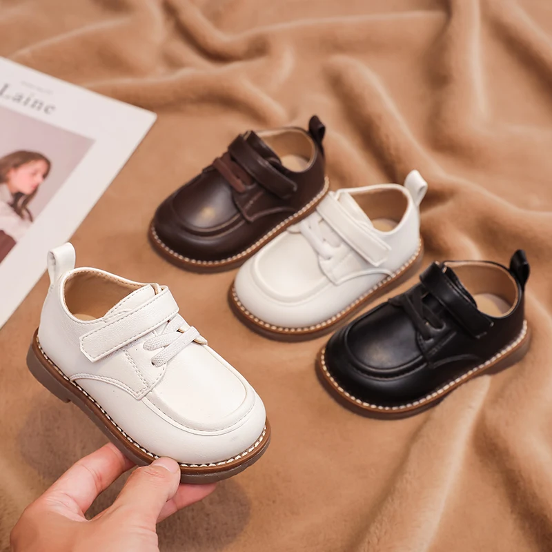 

Baby Boys Girls Leather Shoes Spring Autumn Soft Sole Anti-slip Kids Toddler Shoes British Style Children Birthday Party Shoes