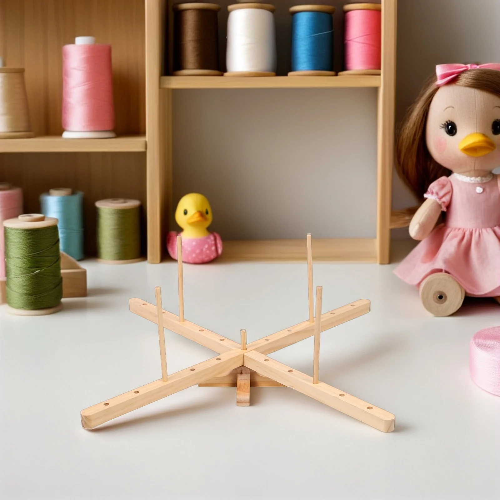 

Wooden Yarn Swift Rotatable Holder Efficient Winding Elegant Design Compact Size Home Crafting Must Have Accessory