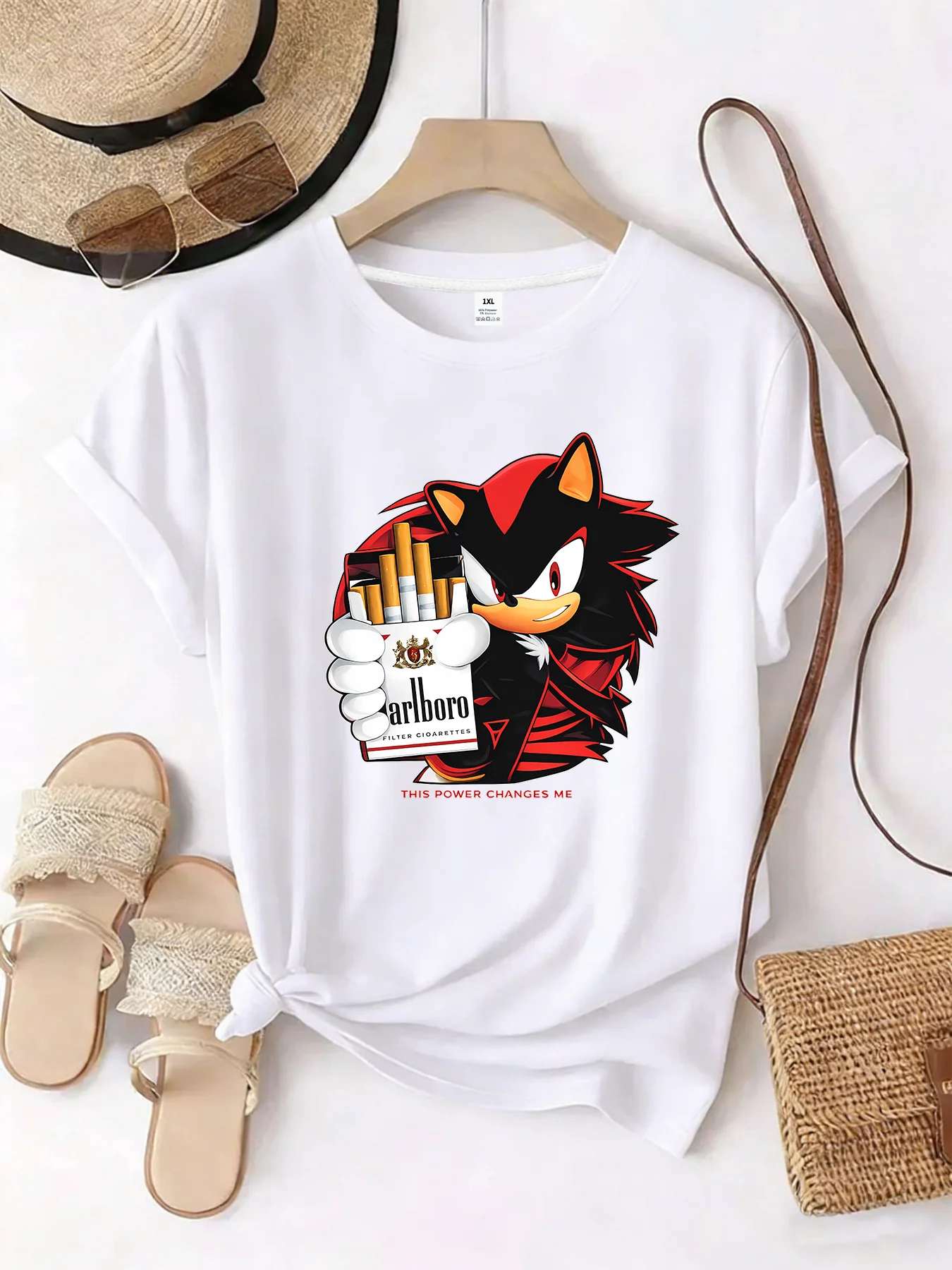 

【WZM10659】Cute cartoon pattern printed plus size women's round neck T-shirt summer casual short sleeved street fashion versatile