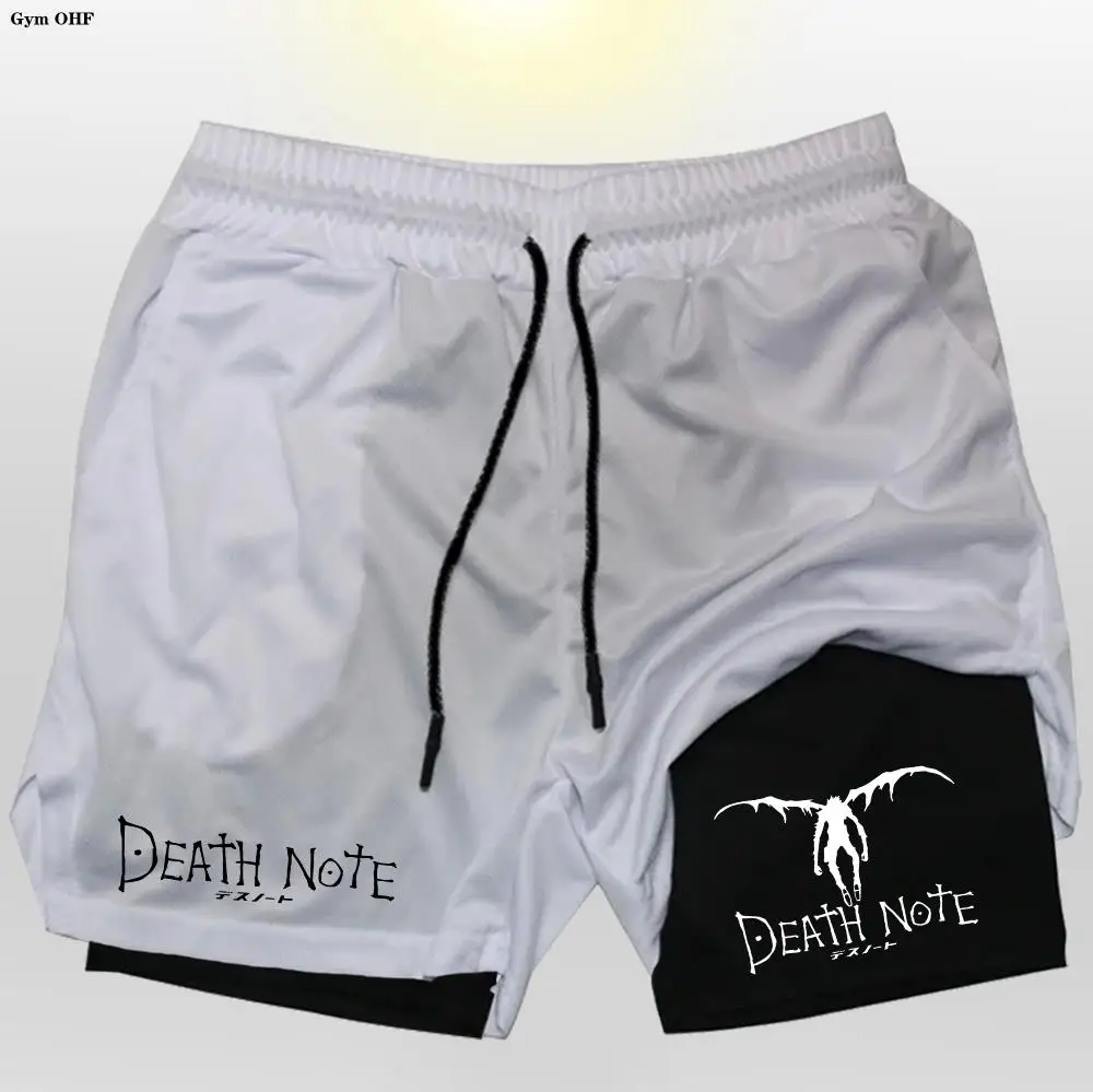 Anime Death Note Men Shorts 2 In 1 Double-Deck Quick Dry Gym Runnung Sport Fitness Jogging Workout Short Pants Outdoors