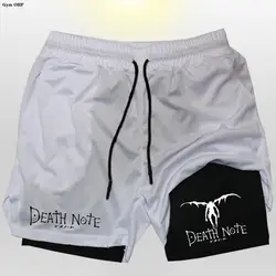 Anime Death Note Men Shorts 2 In 1 Double-Deck Quick Dry Gym Runnung Sport Fitness Jogging Workout Short Pants Outdoors