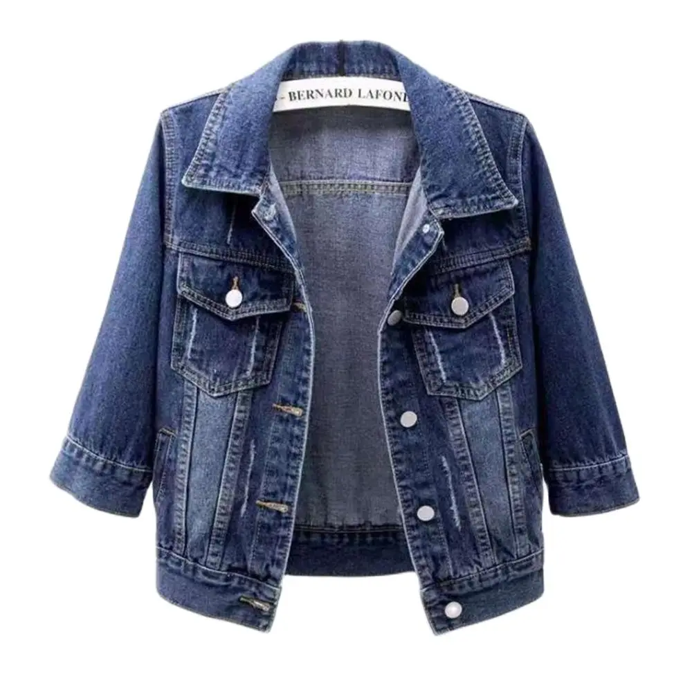 Denim Jackets Women Tops Solid Short Slim Vintage Casaco Feminino Three Quarter Sleeve Jaqueta Feminina Jeans Outerwear Spring