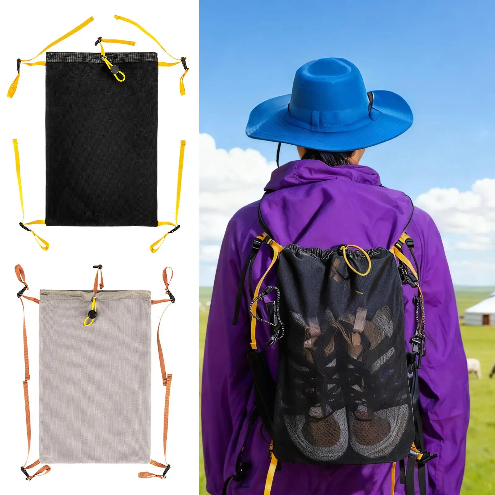 Accessory Pouch Lightweight Sports Accessories Backpack Storage Bag With Drawstring For Men Women Hiking Outdoor Adventures