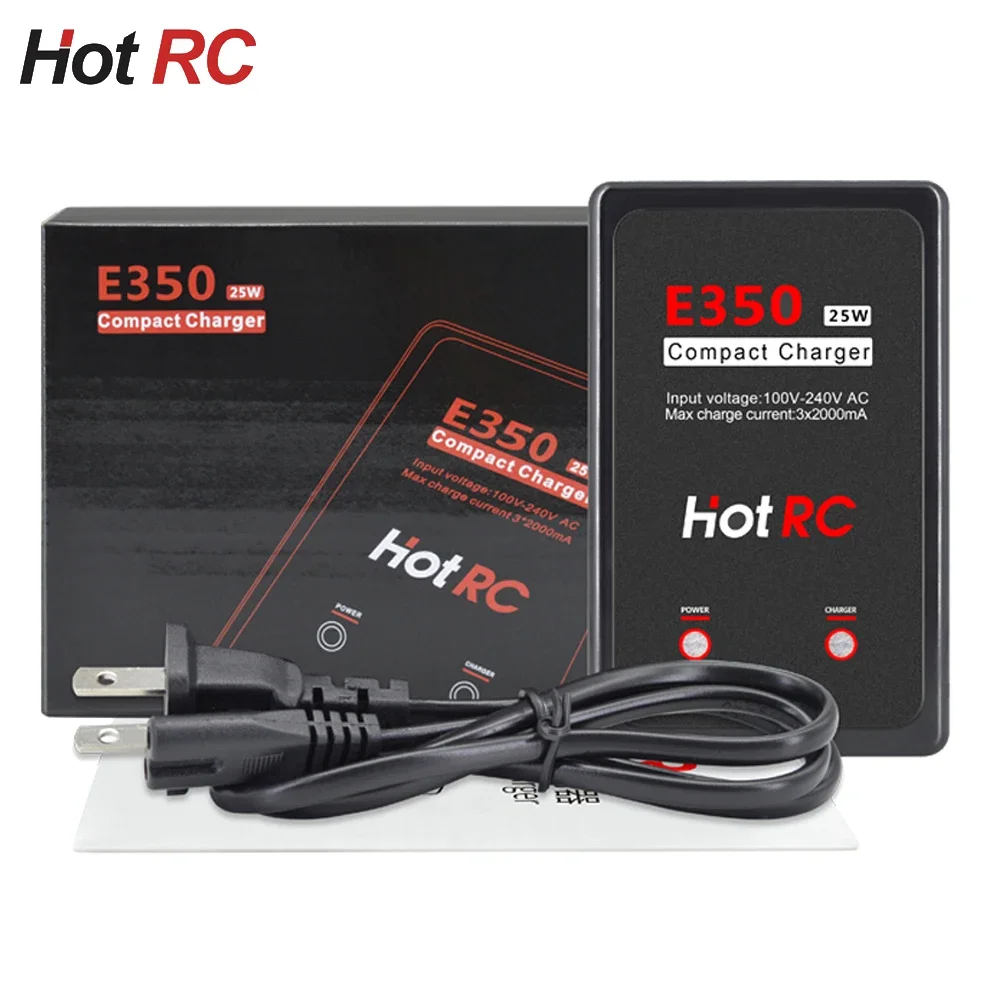 Hotrc E350 100V-240V AC 3*2000mA 25W 2-3S Lipo Battery Fast Charging Charger For RC Lipo FPV Drone Car Boat Toys Parts