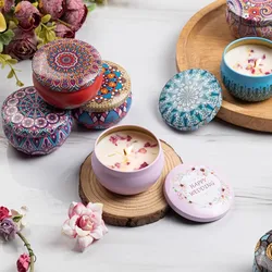 1pc Scented Candles Iron Box Soy Wax Scented Dried Flower Aromatherapy Candle Birthday Candle Home Hotel Wedding Decoration