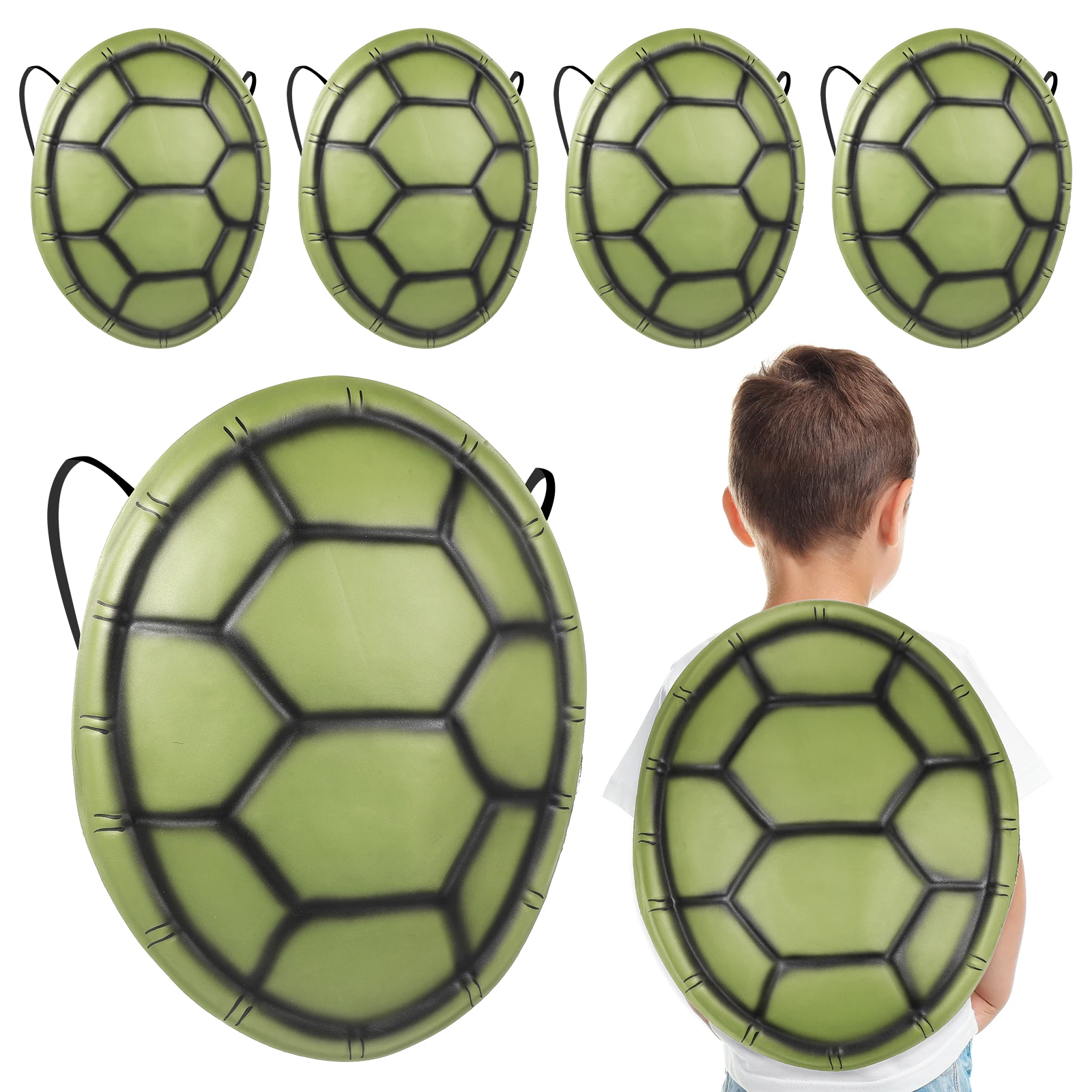 

5pcs Turtle Shell Props Kids Costume Accessories Olive Green Halloween Party Shells Toddler Dress Travel Decorative Stage
