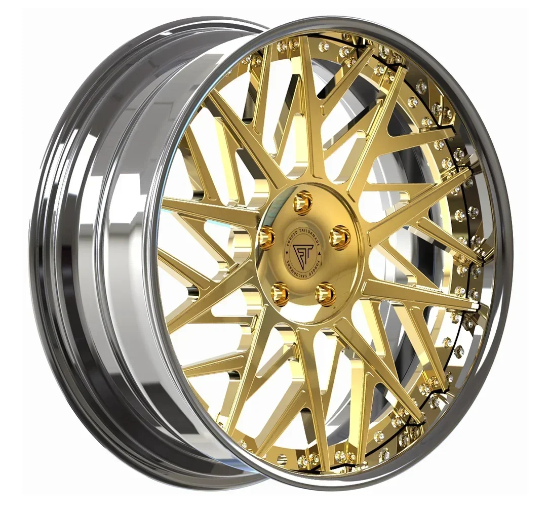 18 20 นิ้ว chrome barrel gold face จานลึกขอบอลูมิเนียมเว้าลึกปลอมแปลงล้อ 5x114.3